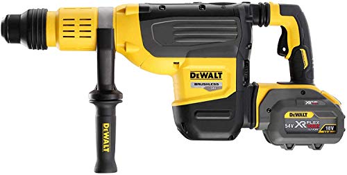 DEWALT DCH773Y2-QW DCH773Y2-QW-Martillo Electroneumático sin escobillas XR FLEXVOLT 54V SDS-MAX 10kg 52mm 19,4J 2 Modos con 2 baterías 54V/18V Li-Ion 12Ah y maletín, 18 V, Schwarz/Gelb