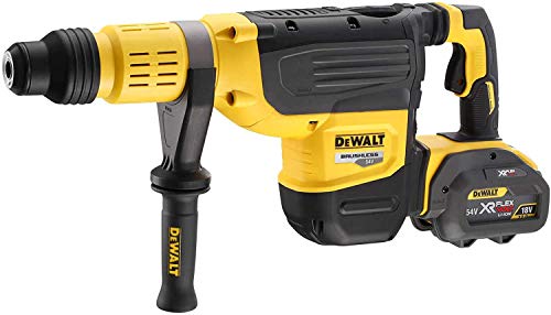 DEWALT DCH773Y2-QW DCH773Y2-QW-Martillo Electroneumático sin escobillas XR FLEXVOLT 54V SDS-MAX 10kg 52mm 19,4J 2 Modos con 2 baterías 54V/18V Li-Ion 12Ah y maletín, 18 V, Schwarz/Gelb