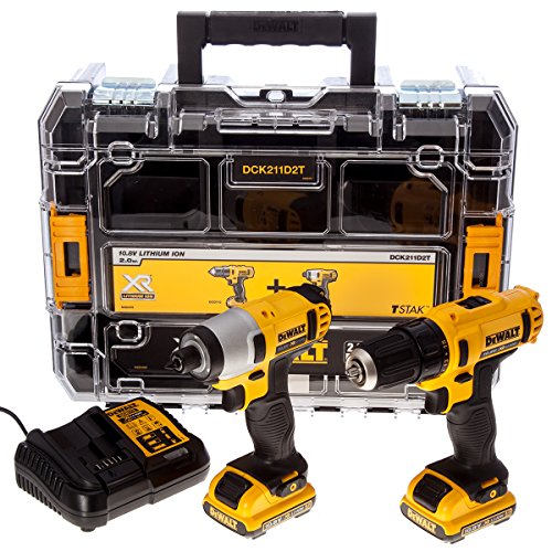 DeWalt DCK211D2T - 10.8V Li-Ion Inalámbrico Compacto Conductor Taladro Y Atornillador De Impacto (Twin Pack)