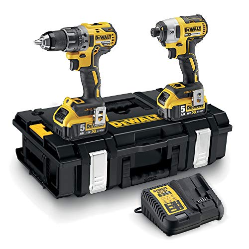 DeWalt DCK266P2-QW - Kit XR con taladro percutor a bateria DCD796, atornillador de impacto DCF887, 2 baterías Li-Ion 5, 0 Ah y organizador DS150