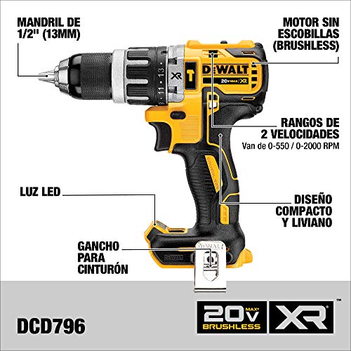 DEWALT DCK287D1M1 - Taladro de martillo inalámbrico y destornillador de impacto (20 V)