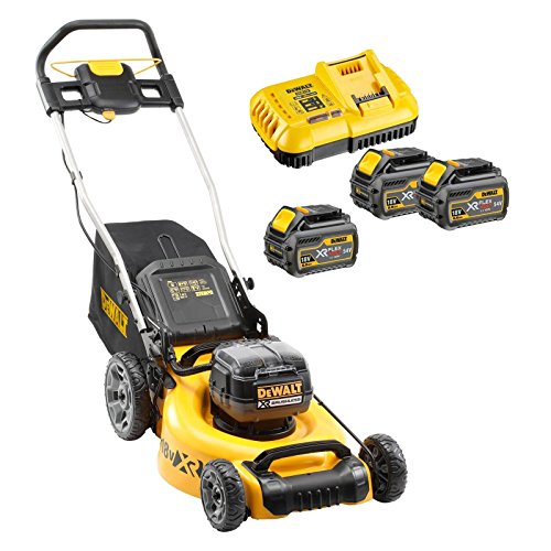 DeWalt DCMW564N-XJ - Cortacésped inalámbrico (2 x 18 V, incluye batería DCB118T3-QW, sin escobillas, 48 cm de ancho de corte, corte y mantillo, incluye cesta de 55 L)