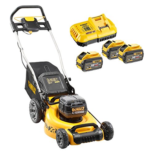 DeWalt DCMW564N-XJ - Cortacésped inalámbrico (2 x 18 V, incluye batería DCB118X3-QW, sin escobillas, 48 cm de ancho de corte, corte y mantillo, incluye cesta de 55 L)