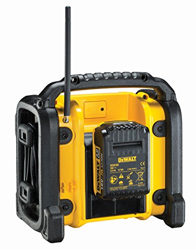 Dewalt DCR019-QW DCR019-QW-Radio compacta Cable o baterías 10.8V, 14.4V y 18V XR Li-Ion, 0 W, 0 V, Negro, Amarillo