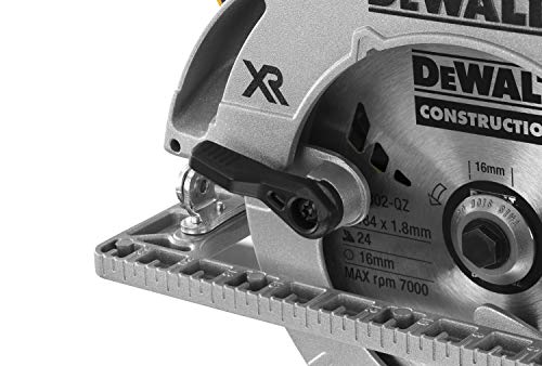 DeWalt DCS572NT-XJ DCS572NT-XJ-Sierra Circular sin escobillas XR 18V Ø184mm y 58mm sin Cargador/batería, con maletín y Base Carril, 18 V, Schwarz/Gelb