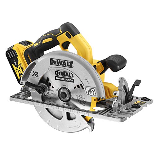 DeWalt DCS572NT-XJ DCS572NT-XJ-Sierra Circular sin escobillas XR 18V Ø184mm y 58mm sin Cargador/batería, con maletín y Base Carril, 18 V, Schwarz/Gelb