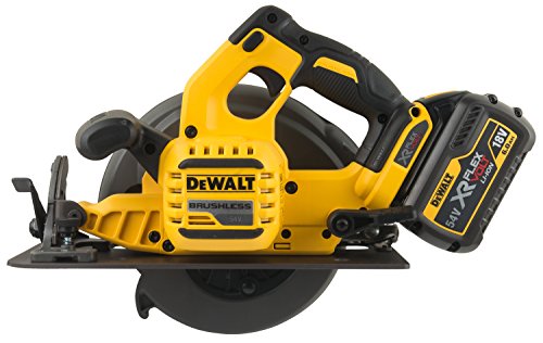 Dewalt DCS575T2-QW Sierra circular sin escobillas XR Flexvolt 54V con 2 baterías 54V/18V Li-Ion 6, 0 W, 54 V, Negro, Amarillo