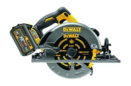 DeWalt DCS576T2-QW DCS576T2-QW-Sierra Circular brushless XR FLEXVOLT 2 baterías 54V/18V Li-Ion 6Ah Ø190mm y 61mm Prof. con Base Carril y maletín, 108 W, 52 V