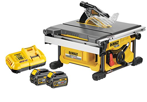 DeWalt DCS7485T2-QW Sierra de mesa sin escobillas XR Flexvolt 54V con 2 baterías 54V/18V Li-Ion 6, 0 W, 54 V, Negro y amarillo, Set de 5 Piezas