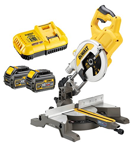 DeWalt DCS777T2-QW Ingletadora telescópica sin escobillas XR Flexvolt 54V con 2 baterías 54V/18V Li-Ion 6, 108 W, 52 V, Negro y Amarillo, Set de 4 Piezas