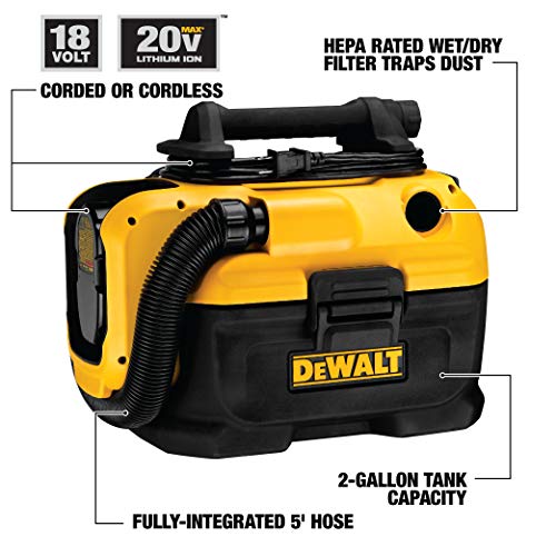 DEWALT DCV581H 18/20-Volt MAX Cordless/Corded Wet-Dry Vacuum