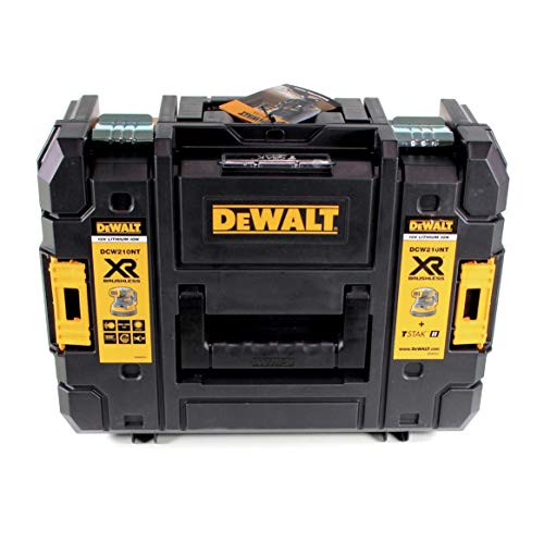 DeWALT DCW210NT-XJ DCW210NT-XJ-Lijadora Rotorbital sin escobillas XR 18V Ø125mm Electrónica sin cargador/batería con maletín TSTAK II, 18 V, Negro/Amarillo