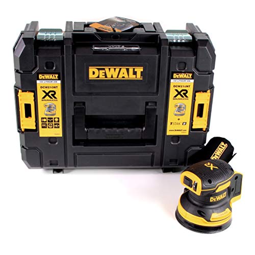 DeWALT DCW210NT-XJ DCW210NT-XJ-Lijadora Rotorbital sin escobillas XR 18V Ø125mm Electrónica sin cargador/batería con maletín TSTAK II, 18 V, Negro/Amarillo