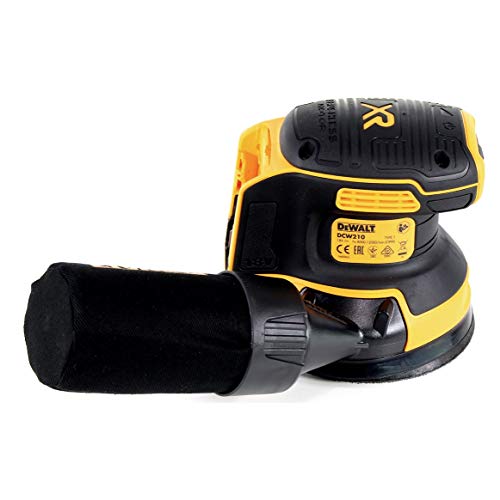 DeWALT DCW210NT-XJ DCW210NT-XJ-Lijadora Rotorbital sin escobillas XR 18V Ø125mm Electrónica sin cargador/batería con maletín TSTAK II, 18 V, Negro/Amarillo