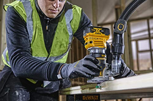 Dewalt DCW604NT-XJ DCW604NT-XJ-Fresadora Combo XR 18V Electrónica sin cargador/batería con maletín TSTAK VI, 18 V, Negro Y Amarillo