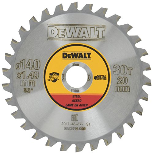 Dewalt DT1923-QZ DT1923-QZ-Hoja para Sierra Circular sin Cable 140x20mm 30D para Acero TCG +1,5º, 0 W, 0 V