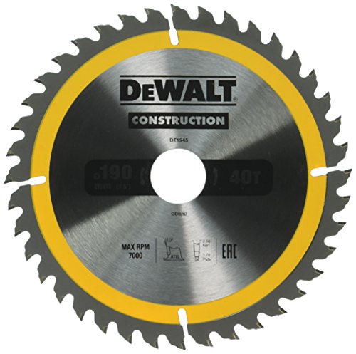 Dewalt DT1945-QZ Hoja para Sierra Circular portátil para construcción 190 x 30 mm 40D ATB +10º