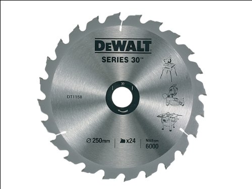 Dewalt DT1956-QZ DT1956-QZ-Hoja para Sierra Circular estacionaría 250x30mm 24D ATB +10º, 0 W, 0 V, talla única