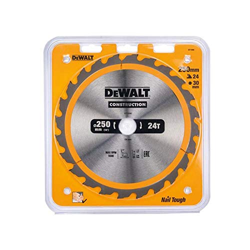 Dewalt DT1956-QZ DT1956-QZ-Hoja para Sierra Circular estacionaría 250x30mm 24D ATB +10º, 0 W, 0 V, talla única