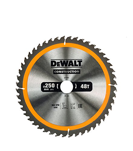 Dewalt DT1957-QZ Hoja para sierra circular estacionaria 250 x 30 mm 24D ATB +10º, 0 V, Amarillo, talla única