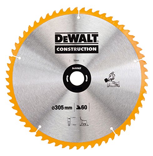 Dewalt DT1960-QZ Hoja para Sierra Circular estacionaria 305 x 30 mm 60D ATB-5º, Plateado