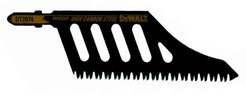 DEWALT DT2074-QZ - Hoja de sierra de calar HCS, longitud: 112mm, paso de diente: 2.3mm, para cortes rectos finos en madera, corte enrasado con la superficie a 180º, hasta 65mm de espesor