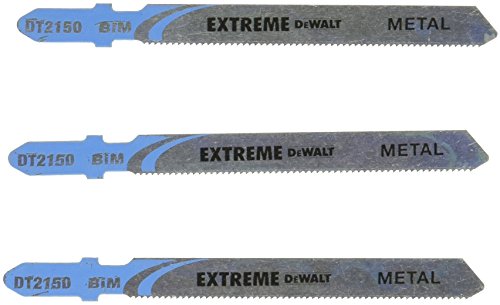 DEWALT DT2150-QZ - Hojas de sierra de calar Extreme bi-metal, long: 86mm, paso de diente:1mm, para cortes rápidos en acero, para aluminio, cobre, latón y otros metales blandos de hasta 3mm de espesor
