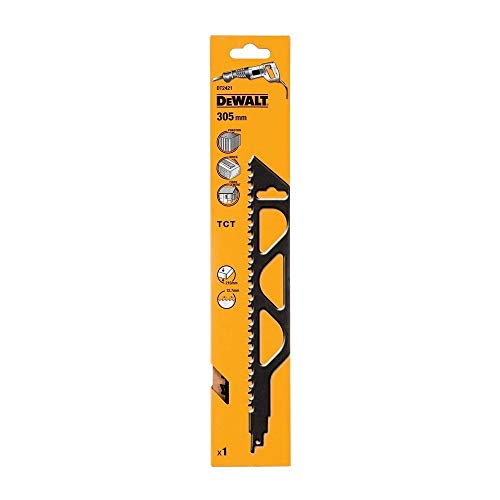 DEWALT DT2421-QZ - Hoja de sierra sable bi-metal, longitud: 305mm, paso de diente: 12.7mm, hoja de carburo de tungsteno para corte de hormigón celular, ladrillo rojo y fibrocemento hasta 250mm