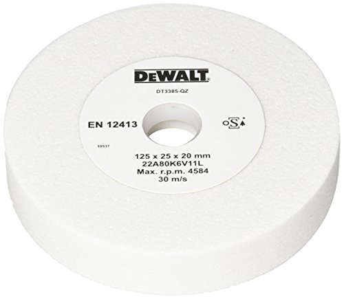 Dewalt DT3385-QZ DT3385-QZ-Muela para esmerilar y afilar de óxido de Aluminio Blanco, 80mm, Espesor: 125mm, diámetro Interior: 25mm, 0 W, 0 V