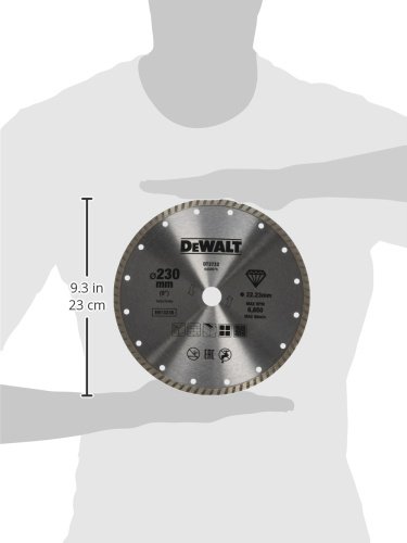 Dewalt DT3732-QZ DT3732-QZ-Disco de Diamante Turbo para Corte en seco 230x22.2mm, para mármol, Granito y Piedra Natural, 0 W, 0 V