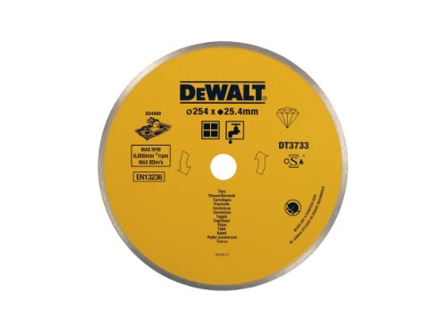 DeWalt DT3733-XJ DT3733-XJ-Disco de Diamante para Corte en húmedo 250x25.4mm-Azulejos de cerámica, 254x25.4mm