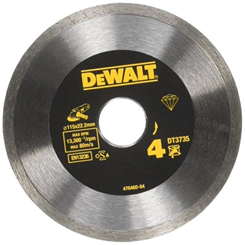 Dewalt DT3735-XJ DT3735-XJ-Disco de Diamante de Alto Rendimiento sinterizado para Azulejos 115x22.2mm, 0 W, 0 V