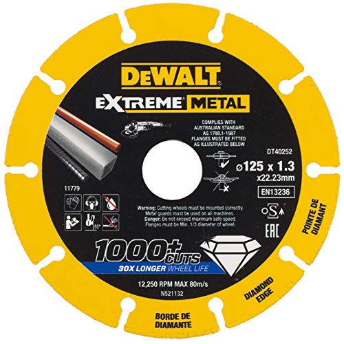 Dewalt DT40251-QZ DT40251-QZ-Disco de Corte con Borde diamantado Extreme Metal 115x1.3x22.3 mm