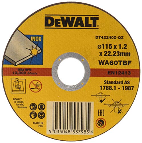 Dewalt DT42240Z-QZ - Disco abrasivo para cortar acero inoxidable plano (115x1.2x22.23 mm) - 1 unidad