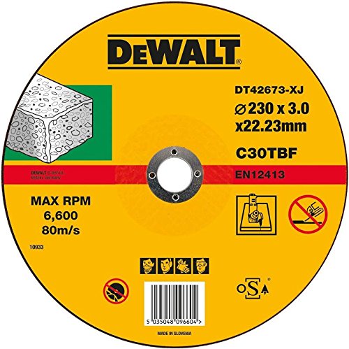 DeWalt DT42673-XJ - disco plano abrasivo para cortar piedra, 230 mm x 3 x 22,2 mm