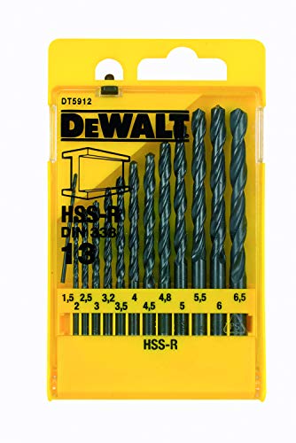 Dewalt DT5912 HSS-R DIN 338 - Juego de brocas espirales (13 piezas)