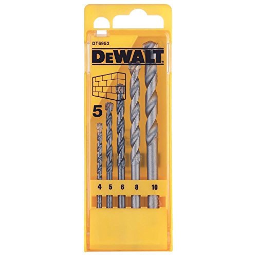 Dewalt DT6952-QZ DT6952-QZ-Juego de 5 brocas para piedra en cassette de plástico Ø 4,5,6,8,10mm, 0 W, 0 V, acero C60, 4, 5, 6, 8, 10 mm