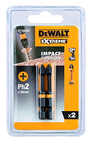 DeWALT DT70532T-QZ 2pieza(s) punta de destornillador - Puntas de destornillador (2 pieza(s), Phillips, PH 2, 5 cm, Ampolla)