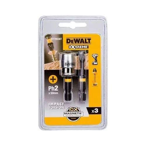 Dewalt DT70536T-QZ Puntas Ph2 x 2 50 mm Adaptador magnético con Bloqueo, Negro y Amarillo