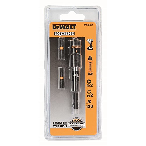 Dewalt DT70563T-QZ DT70563T-QZ-Adaptador magnético 85mm + 3 puntas de 25mm (Pz2, Ph2, T20), 0 W, 0 V