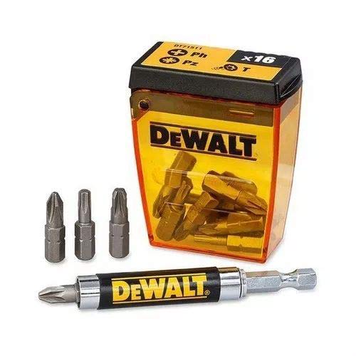 Dewalt DT71511-QZ DT71511-QZ-Juego de 16 Piezas guía telescópica magnética compacta x1, Puntas de atornillar de 25mm: Ph2, Pz2 x6, Pz3 x3, T20, T25 x2