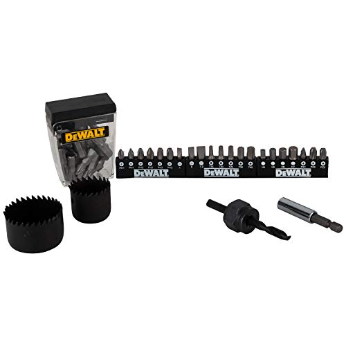 Dewalt DT71563-QZ DT71563-QZ-Juego de 100 Piezas taladrar 12XBrocas para madera3-8mm, 3X Mamposteía 6-8mm, 12X Metal 1,5-6mm, Puntas para Atornillar, 1 Avellanador, 2X Coronas 32,44mm, Broca piloto