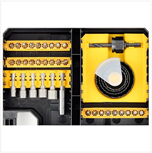 DEWALT DT71569-QZ - Juego TSTAK de 100 piezas para taladrar y atornillar con 8 Brocas para Piedra, 12 Brocas Metal, 5 Llaves de Vaso, 4 Coronas,Mandril, 69 Puntas para atornillar de 25mm y portapuntas