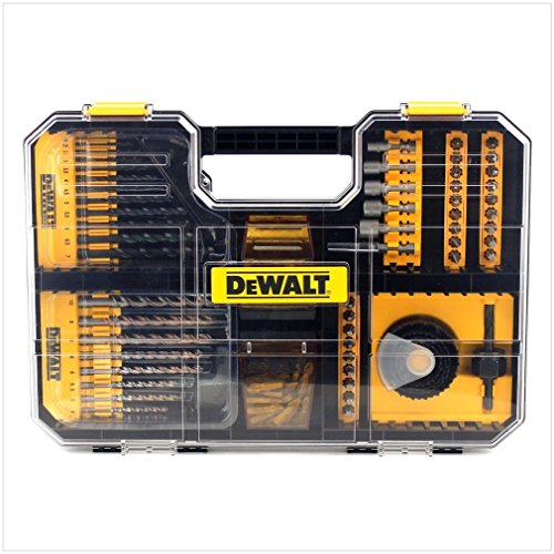 DEWALT DT71569-QZ - Juego TSTAK de 100 piezas para taladrar y atornillar con 8 Brocas para Piedra, 12 Brocas Metal, 5 Llaves de Vaso, 4 Coronas,Mandril, 69 Puntas para atornillar de 25mm y portapuntas