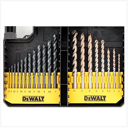 DEWALT DT71569-QZ - Juego TSTAK de 100 piezas para taladrar y atornillar con 8 Brocas para Piedra, 12 Brocas Metal, 5 Llaves de Vaso, 4 Coronas,Mandril, 69 Puntas para atornillar de 25mm y portapuntas