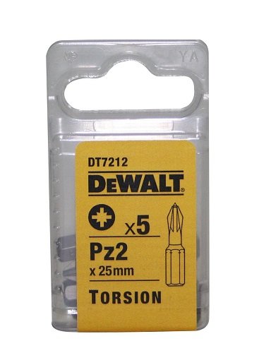 Dewalt DT7212-QZ DT7212-QZ-Puntas de torsión 25mm Pz2, 0 W, 0 V, Plata