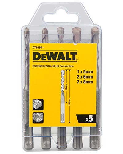 Dewalt DT9399-QZ Juego de 5 brocas para martillo perforador SDS-plus, Color:, Size