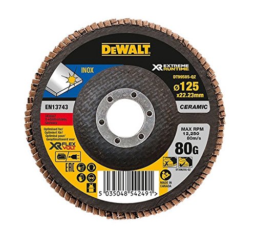 Dewalt DT99585-QZ DT99585-QZ-Discos de láminas cerámica Ø125mm Grano 80 XR Extreme Runtime-Planos, 0 W, 0 V, talla única