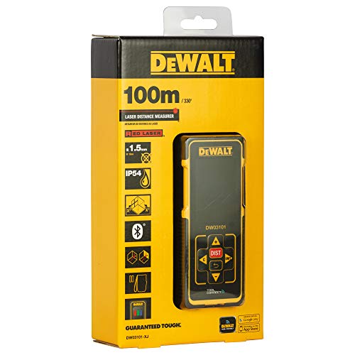 Dewalt DW03101-XJ DW03101-XJ-Medidor láser de distancias con Alcance de 100m, 0 W, 0 V, Negro Y Amarillo