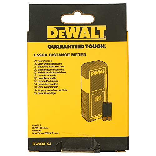 Dewalt DW033-XJ DW033-XJ-Medidor láser alcance de 30m. SOLO DISTANCIAS, 0 V, Negro Y Amarillo, (30 M) UK